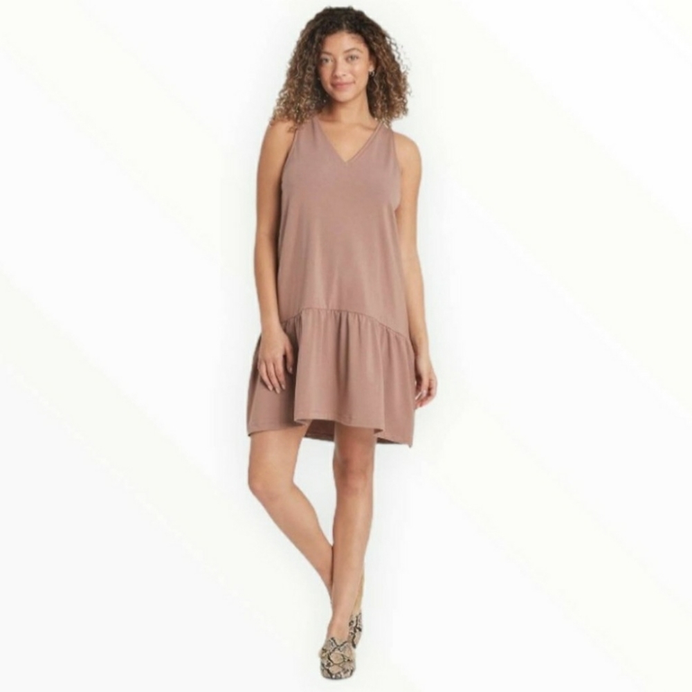 A New Day | Mauve V Neck Sleeveless Ruffle Dress S
